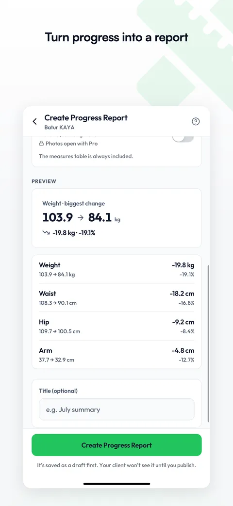Turn progress into a report